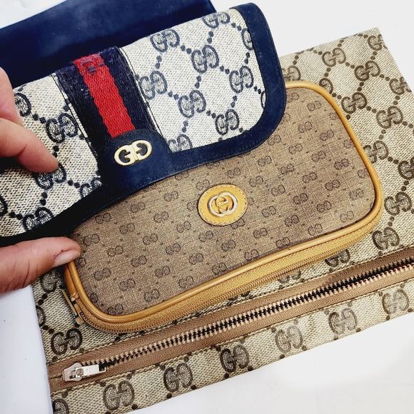 2 Authentic Vintage gucci 80s rare pouches bags clutches pieces - Picture 6 of 16